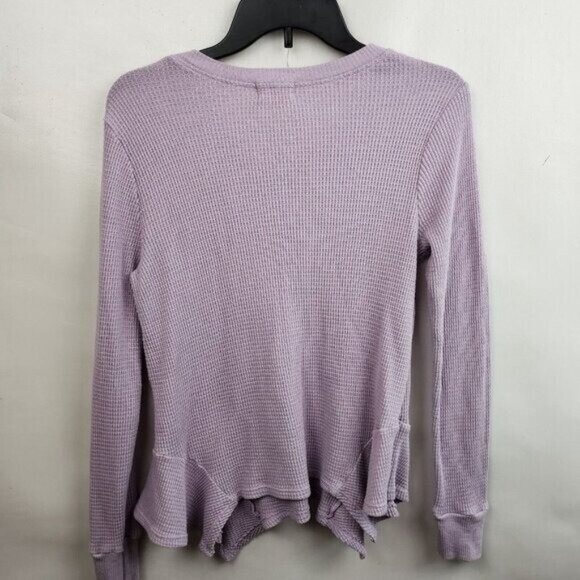 Anthropologie T.La Womens Top Small Lavender Thermal Long Sleeve BOHO Casual - Picture 7 of 8
